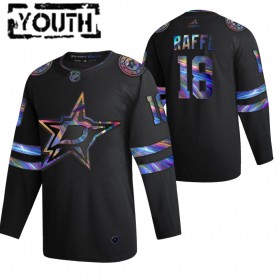 Camisola Dallas Stars Michael Raffl 18 2021-22 Preto holográfico iridescente Authentic - Criança